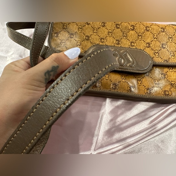 MORABITO Paris Women's Monogram Brown Leather Shoulder Handbag Purse Vintage - Picture 9 of 16